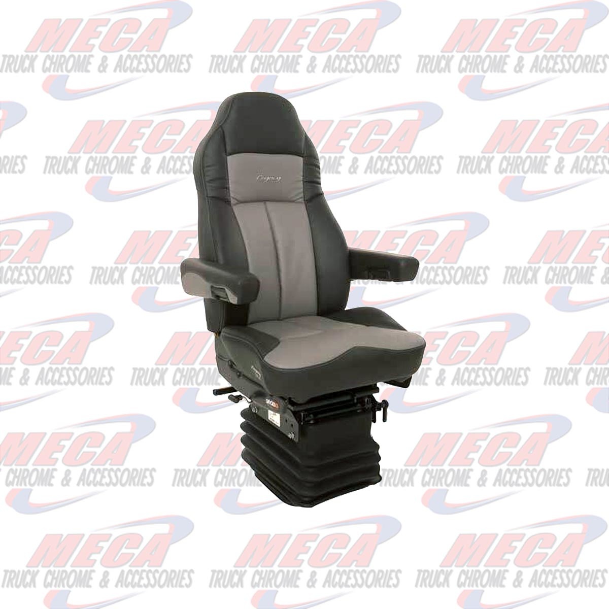 SEAT LEGACY "SILVER" TWO TONE DURA LEATHER BLACK & GRAY HIGHBACK W/ ARMS