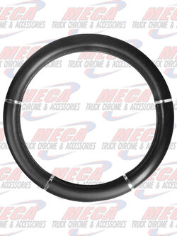 STEERING WHEEL COVER 18" BLACK W/ CHROME STITCHING