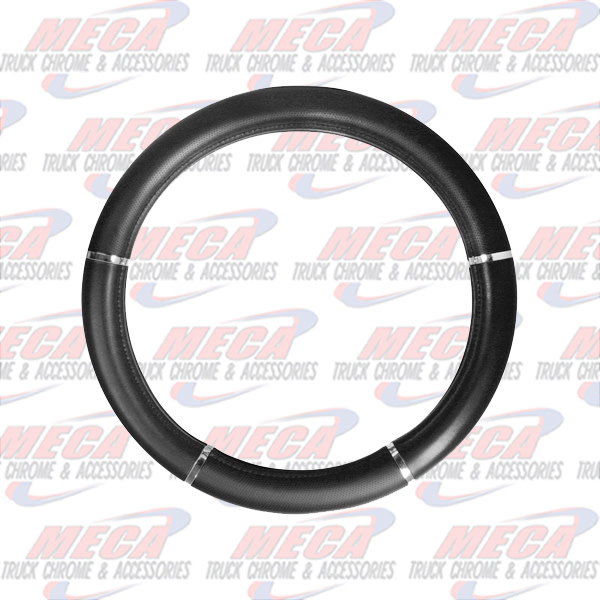 STEERING WHEEL COVER 18" BLACK W/ CHROME STITCHING