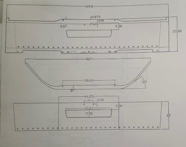 VALLEY CHROME BUMPER FL BUSINESS CLASS 20'' S/S M2-106 VENT HOLE, W/ 30-3/4 HLS