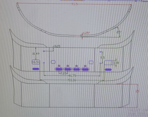 VALLEY CHROME BUMPER IHC PROSTAR 20'' S/S TOW FOG & 2 TOP AIRDAM, 8 BB LED LIGHTS