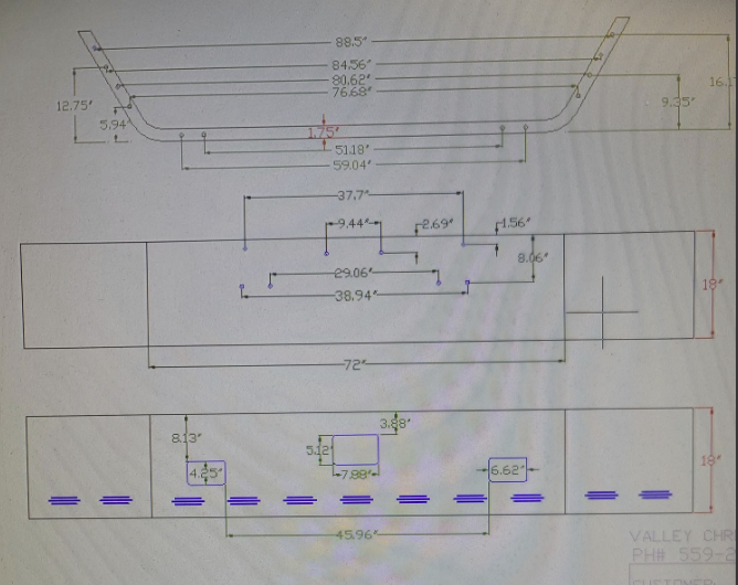 VALLEY CHROME BUMPER PB 357 18'' S/S BREAK BACK FOG & TOW W/ 11 BB LED LIGHTS