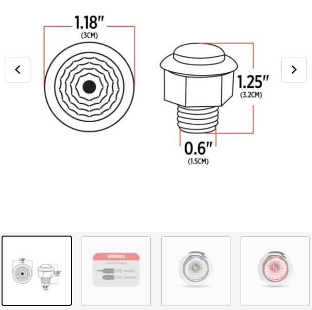 MINI LED DOTS CLEAR / RED .75" DIA W/ NUT