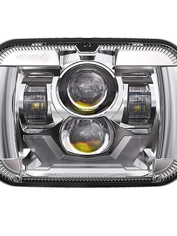 LED HEADLIGHT BEAM 5" X 7" W/ LED BAR AMBER & WHITE, CHROME (DOT COMPLIANT) HIGH/LOW 4200 LUMENS DOT COMPLIANT