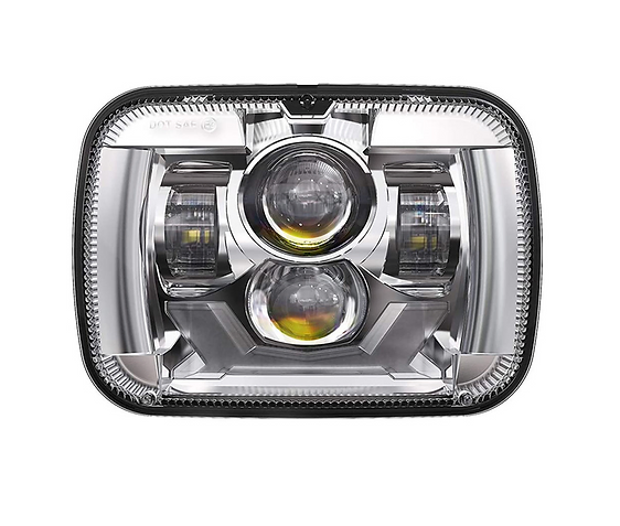LED HEADLIGHT BEAM 5" X 7" W/ LED BAR AMBER & WHITE, CHROME (DOT COMPLIANT) HIGH/LOW 4200 LUMENS DOT COMPLIANT