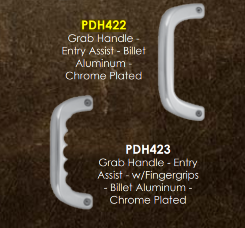 GRAB  HANDLE W/ FINGER GRIPS CHROMED BILLET ALUMINUM EACH