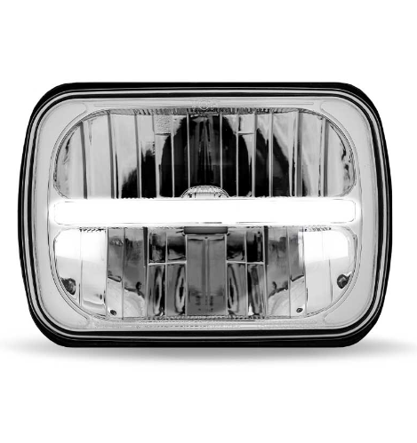 HEADLIGHT LED - RECT LOW/HI BEAM 5X7 w/ GLOW POSITION ACCENT 2200 LUMENS