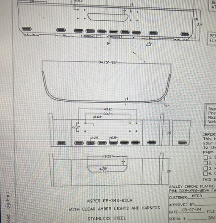 VALLEY CHROME BUMPER IHC 9400 20'' 1997+ VENT HOLE ONLY S/S W/ 9 BB LIGHTS EP-0001-34S-9SCA