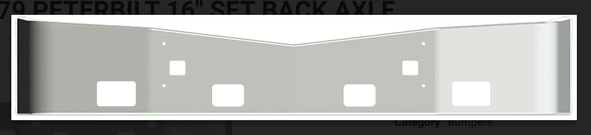 VALLEY CHROME BUMPER PB 579 18'' S/S BUTTERFLY STYLE W/ 4 TOWS & 2 RECT FOG LIGHT HOLES AND SENSOR HOLE