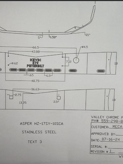 VALLEY CHROME BUMPER KEVIN MILLER PB 579 18'' S/S, TOW, FOG, 10-BB LIGHTS, CUSTOMER NAME