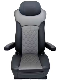 SEAT W/O BASE, FAUX LEATHER, BLACK/GRAY, MANUAL LUMBAR SUPPORT, ADJUSTABLE ARMREST