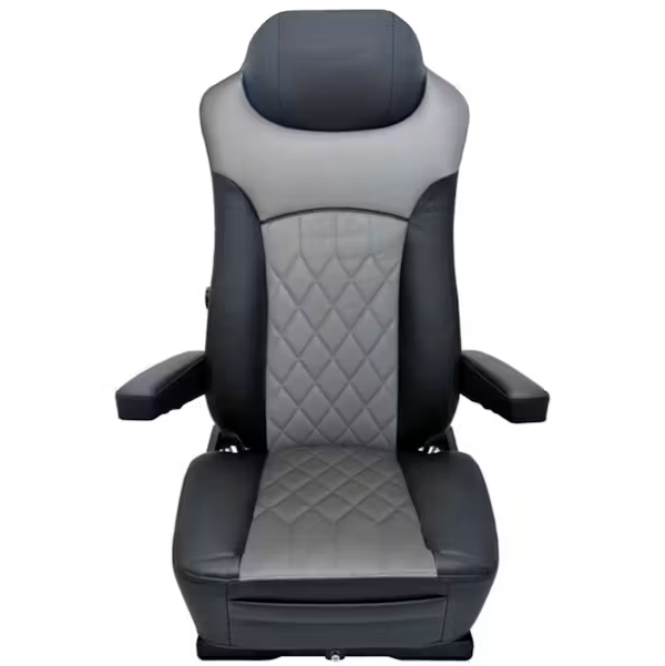 SEAT W/O BASE, FAUX LEATHER, BLACK/GRAY, MANUAL LUMBAR SUPPORT, ADJUSTABLE ARMREST