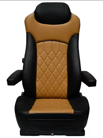SEAT W/O BASE, FAUX LEATHER, BLACK/TAN, MANUAL LUMBAR SUPPORT, ADJUSTABLE ARMREST