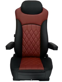 SEAT W/O BASE, FAUX LEATHER, BLACK/BURGUNDY, MANUAL LUMBAR SUPPORT, ADJUSTABLE ARMREST