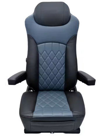 SEAT W/O BASE, FAUX LEATHER, BLACK/BLUE GRAY, MANUAL LUMBAR SUPPORT, ADJUSTABLE ARMREST