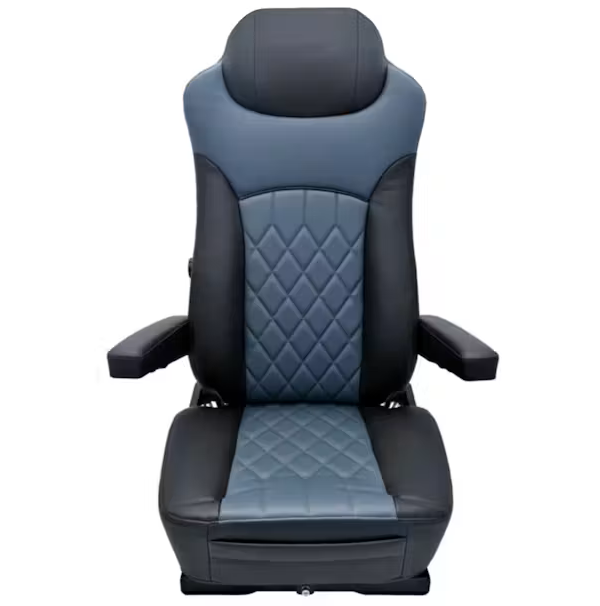 SEAT W/O BASE, FAUX LEATHER, BLACK/BLUE GRAY, MANUAL LUMBAR SUPPORT, ADJUSTABLE ARMREST