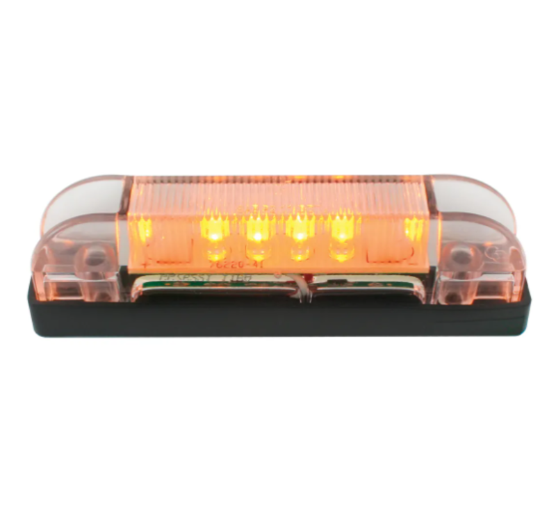 4"L THIN LINE AMBER/CLEAR 6 LED WIDE ANGLE MARKER LIGHT