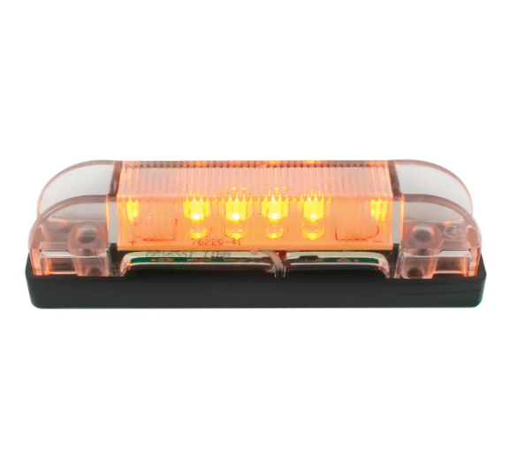 4"L THIN LINE AMBER/CLEAR 6 LED WIDE ANGLE MARKER LIGHT