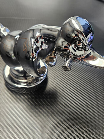 HOOD ORNAMENT ANGRY DUCK CHROME SOLID ALUMINUM - MAY BE USED AS HOOD PULL HANDLE