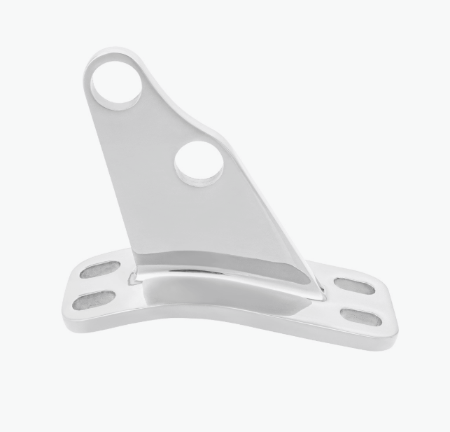 CAB EXHAUST BRACKET S/S PB O.E.M. W/ ANGLED HOLES & ROUNDED BASE