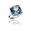 LISA NIK 18K WG 13MM LONDON BLUE TOPAZ RING CUSHION CUT W/ .26 CTS DIAMONDS