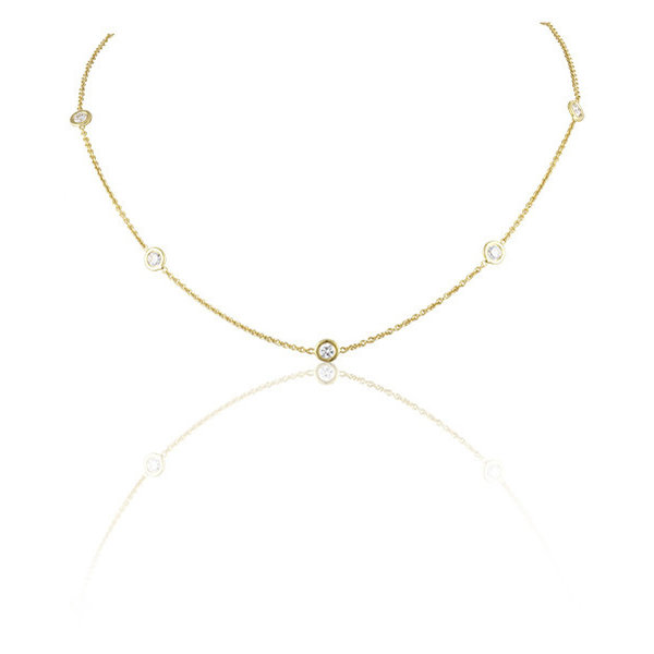 LISA NIK 18K YG 5 DIAMOND DOT NECKLACE W/ .60 CTS