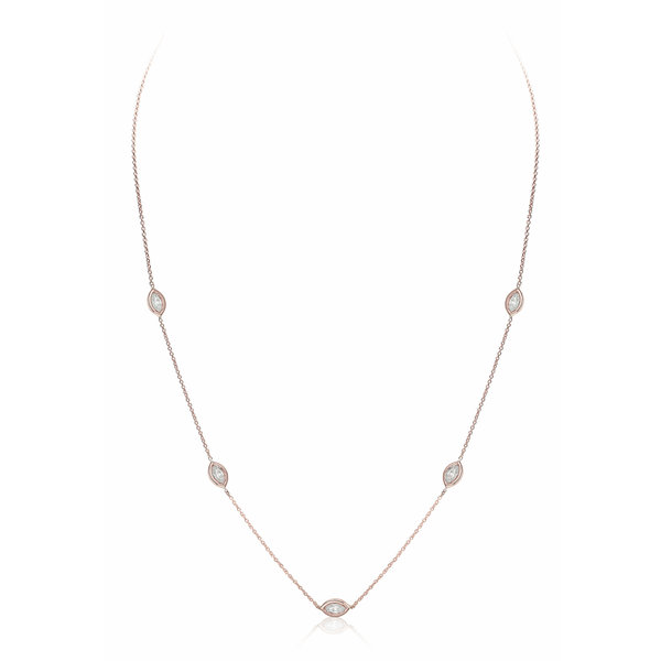 LISA NIK 18K YG 5 DIAMOND DOT MARQUISE NECKLACE W/ .61 CTS