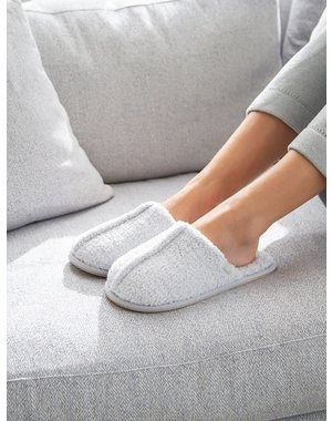 BAREFOOT DREAMS COZYCHIC WOMEN'S SLIPPERS - HEATHERED OCEAN-WHITE