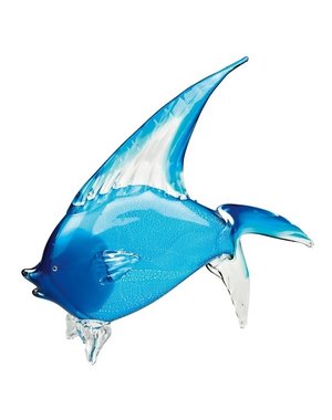  BLUE TROPICAL FISH ART GLASS, 18" L x 6" W x 16" H