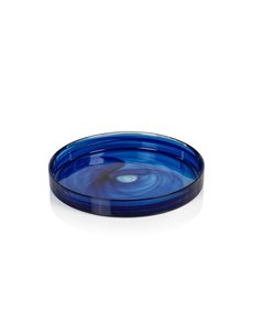  MOONBAY INDIGO BLUE ALABASTER GLASS TRAY/PLATE - MEDIUM