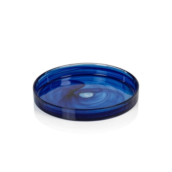 MOONBAY INDIGO BLUE ALABASTER GLASS TRAY/PLATE - MEDIUM