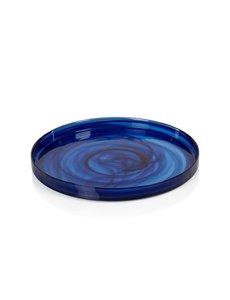  MOONBAY INDIGO BLUE ALABASTER GLASS TRAY/PLATE - LARGE