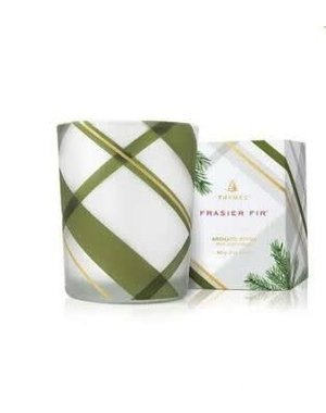 THYMES FRASIER FIR FROSTED PLAID VOTIVE CANDLE 2OZ