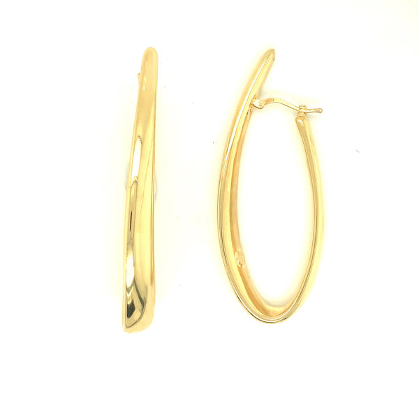 LISA NIK 18K YG ELONGATED CURVED HOOP EARRINGS