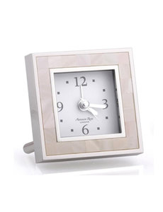  MOTHER OF PEARL SHELL & SILVER SQUARE ALARM CLOCK