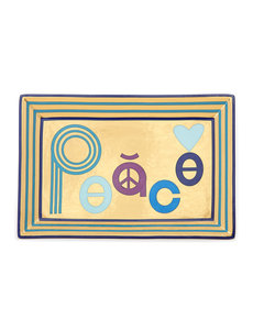  PEACE RECTANGLE TRAY -  BLUE/GOLD