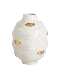  GILDED GALA ROUND VASE - WHITE/GOLD