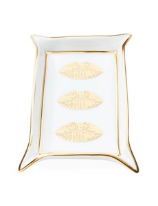  LIPS VALET TRAY - GOLD/WHITE