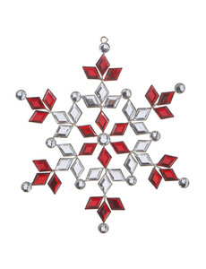  6.5" RED AND CRYSTAL JEWELED SNOWFLAKE ORNAMENT