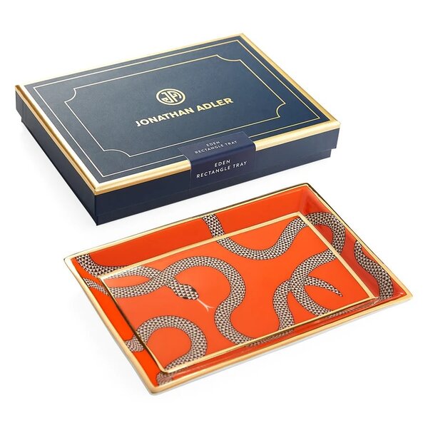 EDEN SNAKE RECTANGLE TRAY -  ORANGE