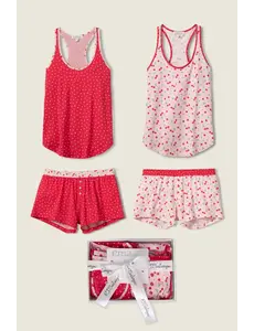 PJ SALVAGE PJ SALVAGE MIX/MATCH RUBY RED TANK/SHORT - 2 PAIRS