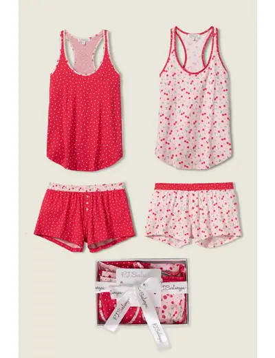 PJ SALVAGE PJ SALVAGE MIX/MATCH RUBY RED TANK/SHORT - 2 PAIRS