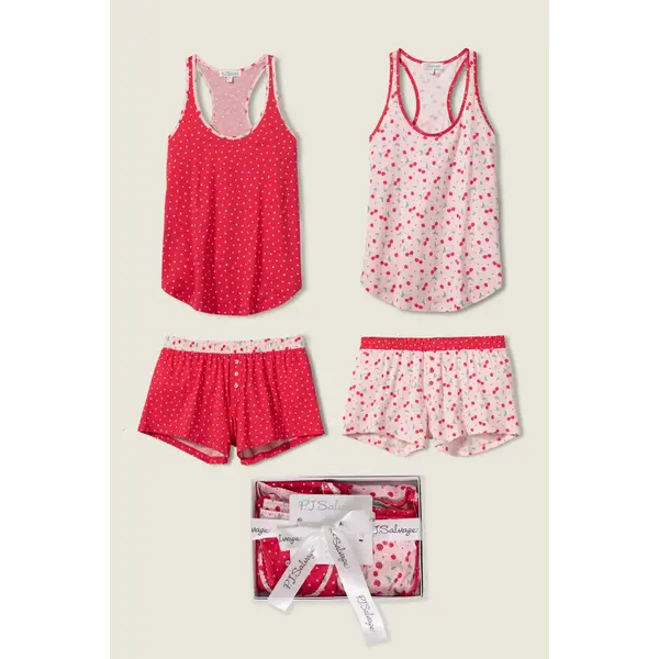 PJ SALVAGE PJ SALVAGE MIX/MATCH RUBY RED TANK/SHORT SET OF 2 PAIRS