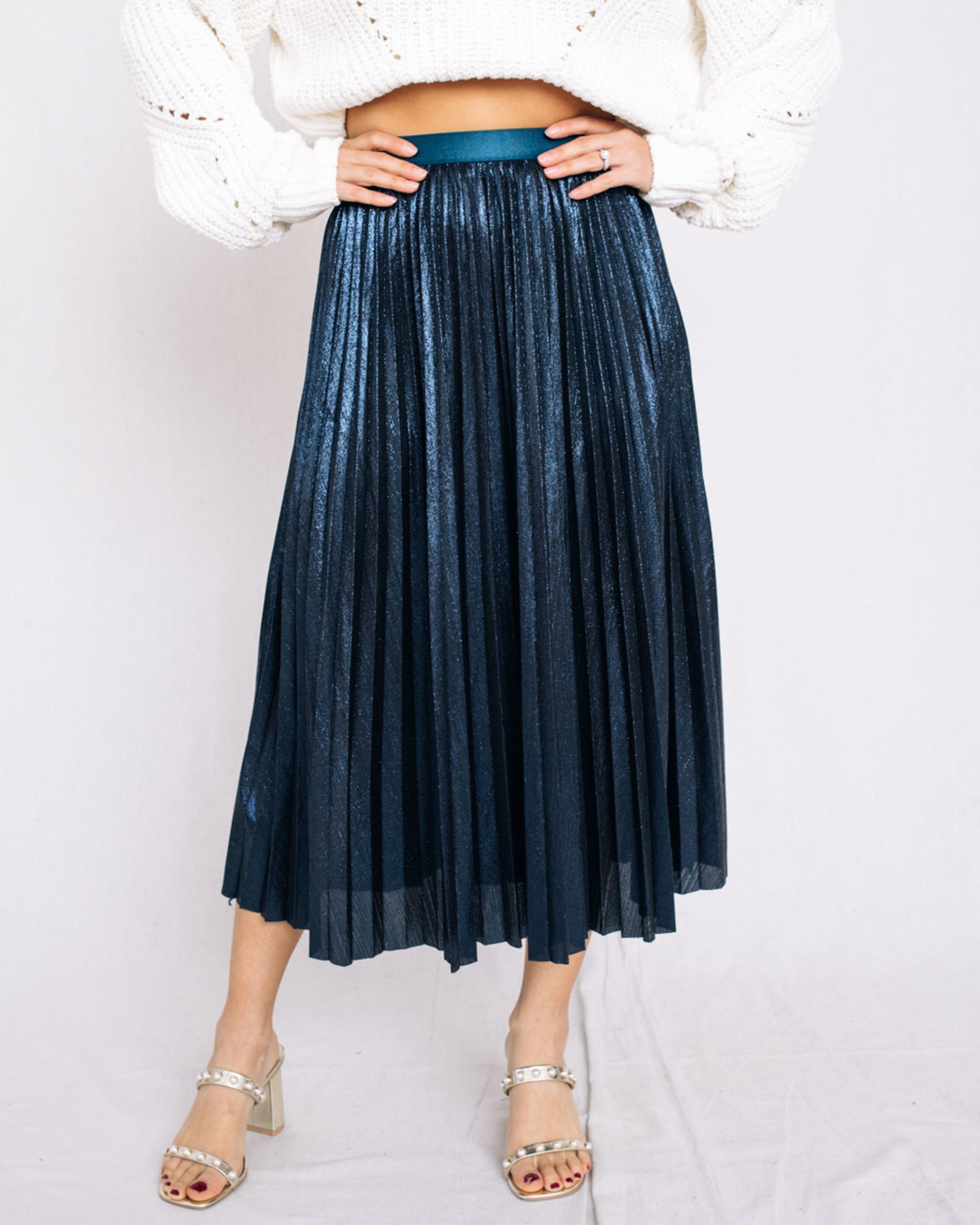 Ameri VINTAGE SHINY PLEATS SKIRT シルバー 【人気ショップが最安値