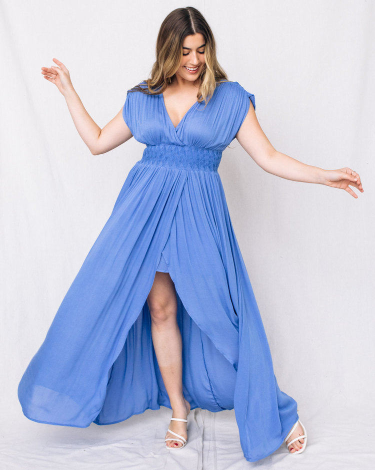 Before Sunset Crinkled Waist Wrap Maxi Dress MAVEN