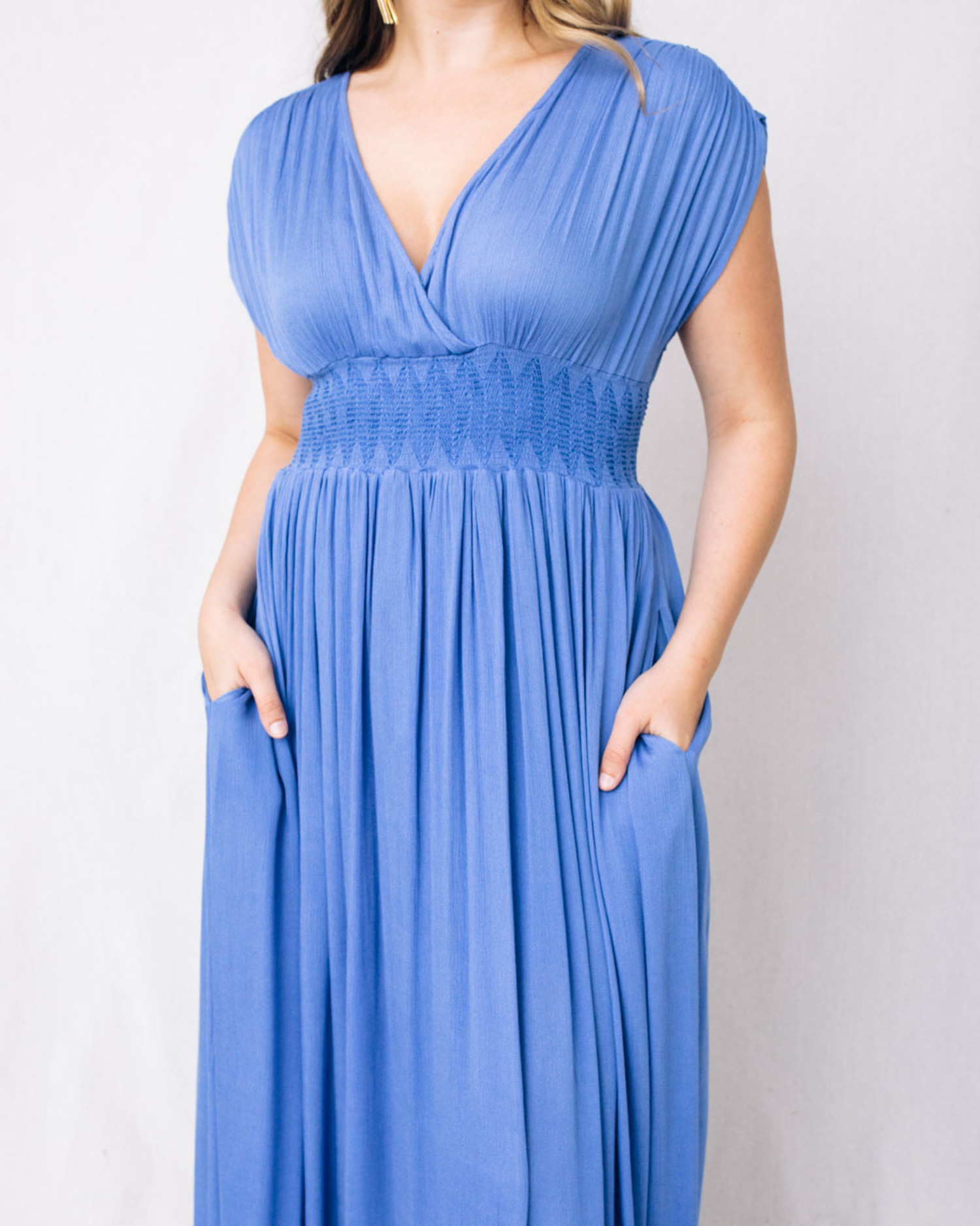 Before Sunset Crinkled Waist Wrap Maxi Dress MAVEN