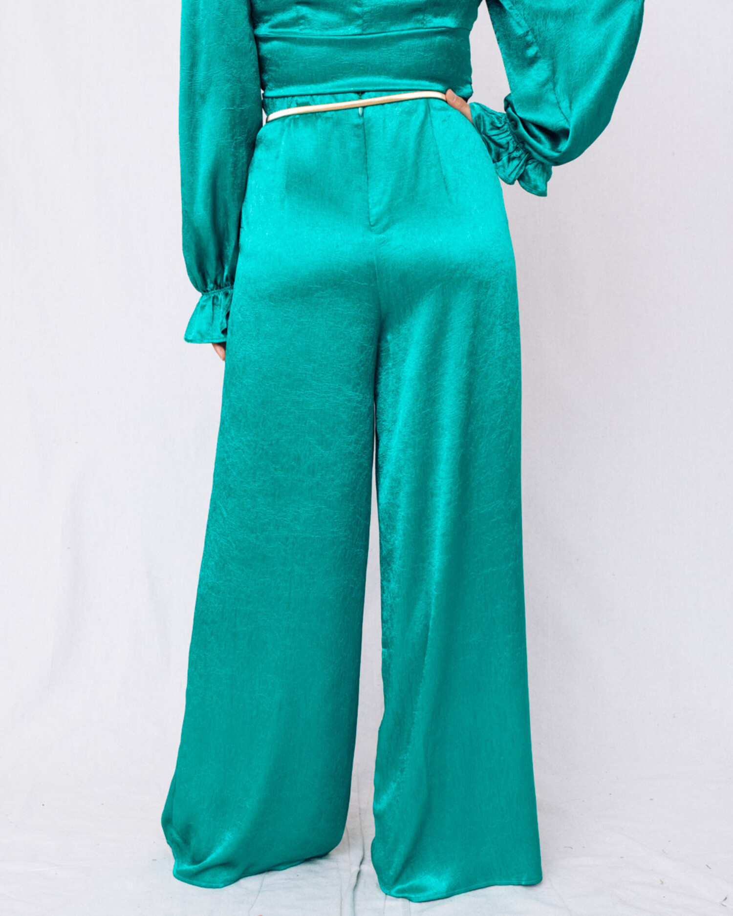 Ivy Wrinkle Effect Wide Leg Pants - MAVEN