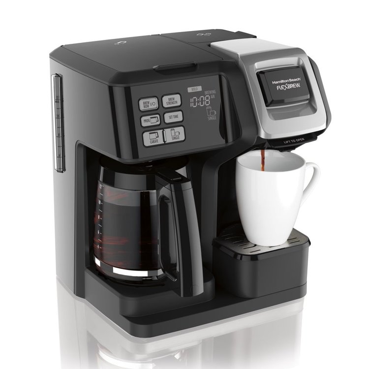 Hamilton Hamilton Beach FlexBrew Trio Coffee Maker, Single-Serve, Black & Silver, Model 49954