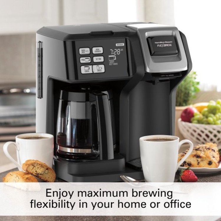 Hamilton Hamilton Beach FlexBrew Trio Coffee Maker, Single-Serve, Black & Silver, Model 49954