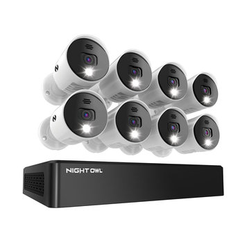 Night Owl Night Owl - 8-Channel, 8-Camera Indoor/Outdoor Wired 1080p HD 1TB DVR Spotlight Cameras